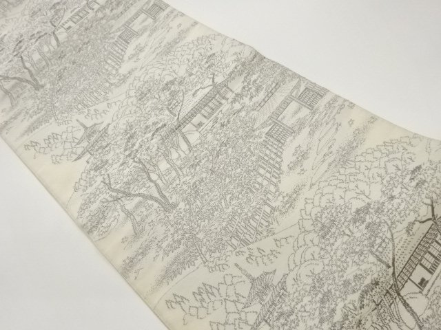 JAPANESE KIMONO / FUKURO OBI / PLATINUM FOIL / TSUZURE / WOVEN TEMPLE